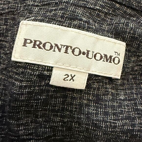 Vtg 90s PRONTO UOMO 2X Camp Shirt Black Rayon Acetate Textured Short Sleeve - Picture 4 of 8